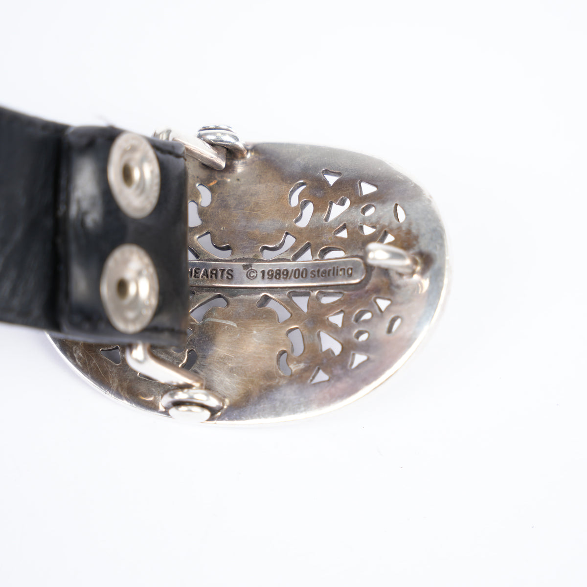 CHROME HEARTS OVAL BUCKLE WITH BLACK STRAP SZ 36
