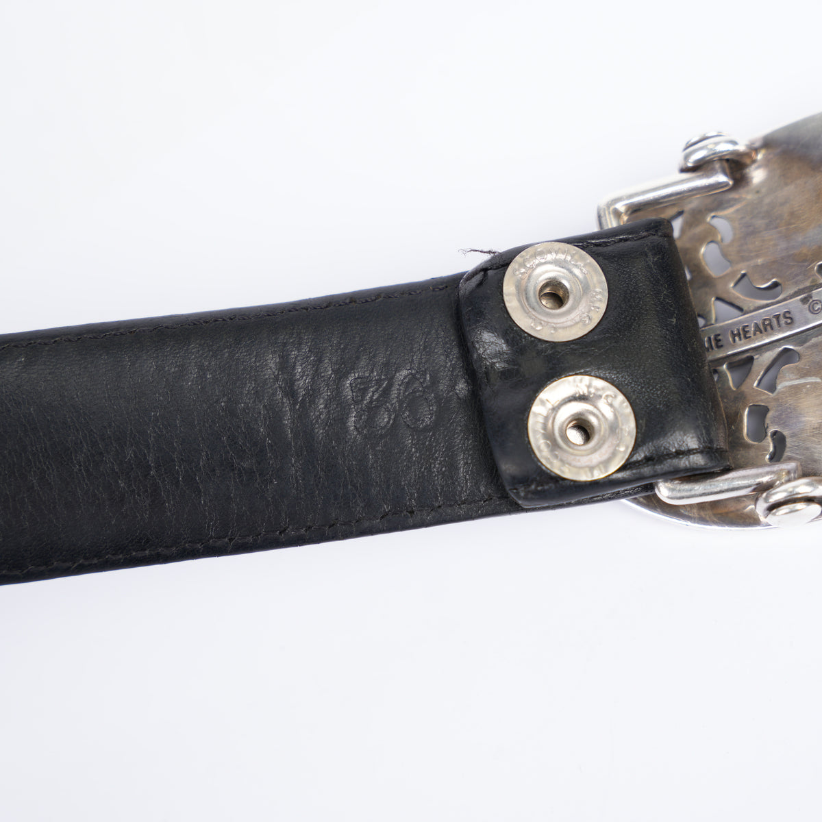 CHROME HEARTS OVAL BUCKLE WITH BLACK STRAP SZ 36