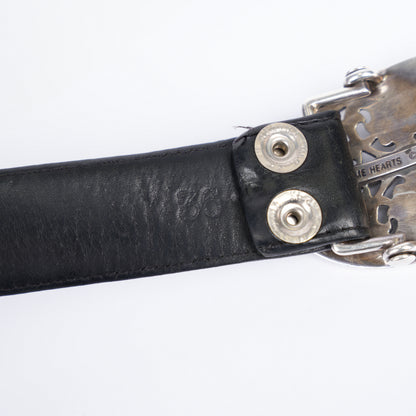 CHROME HEARTS OVAL BUCKLE WITH BLACK STRAP SZ 36