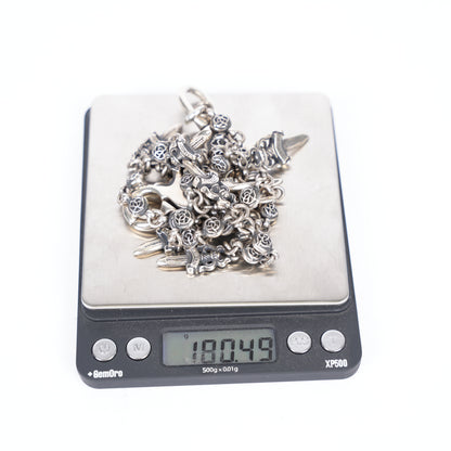 CHROME HEARTS DAGGER PENDANT FLORAL BALL DOUBLE LOBSTER WALLET CHAIN
