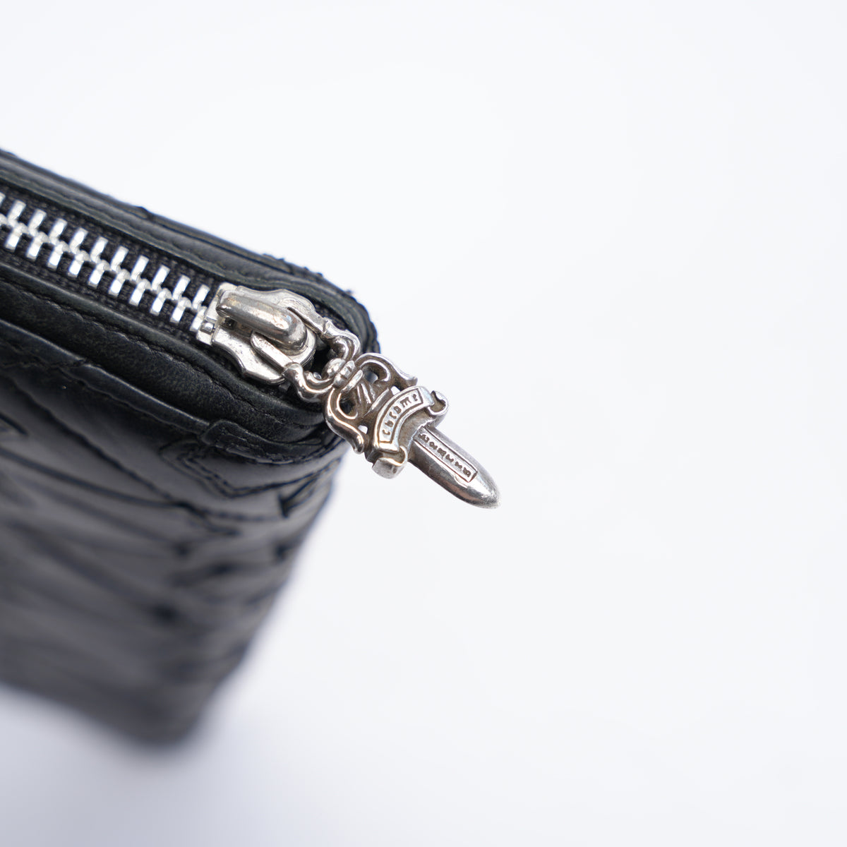 CHROME HEARTS BLACK LEATHER PATCH LONG WALLET