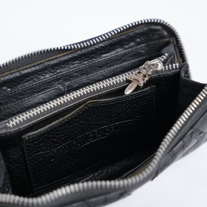 CHROME HEARTS BLACK LEATHER PATCH LONG WALLET