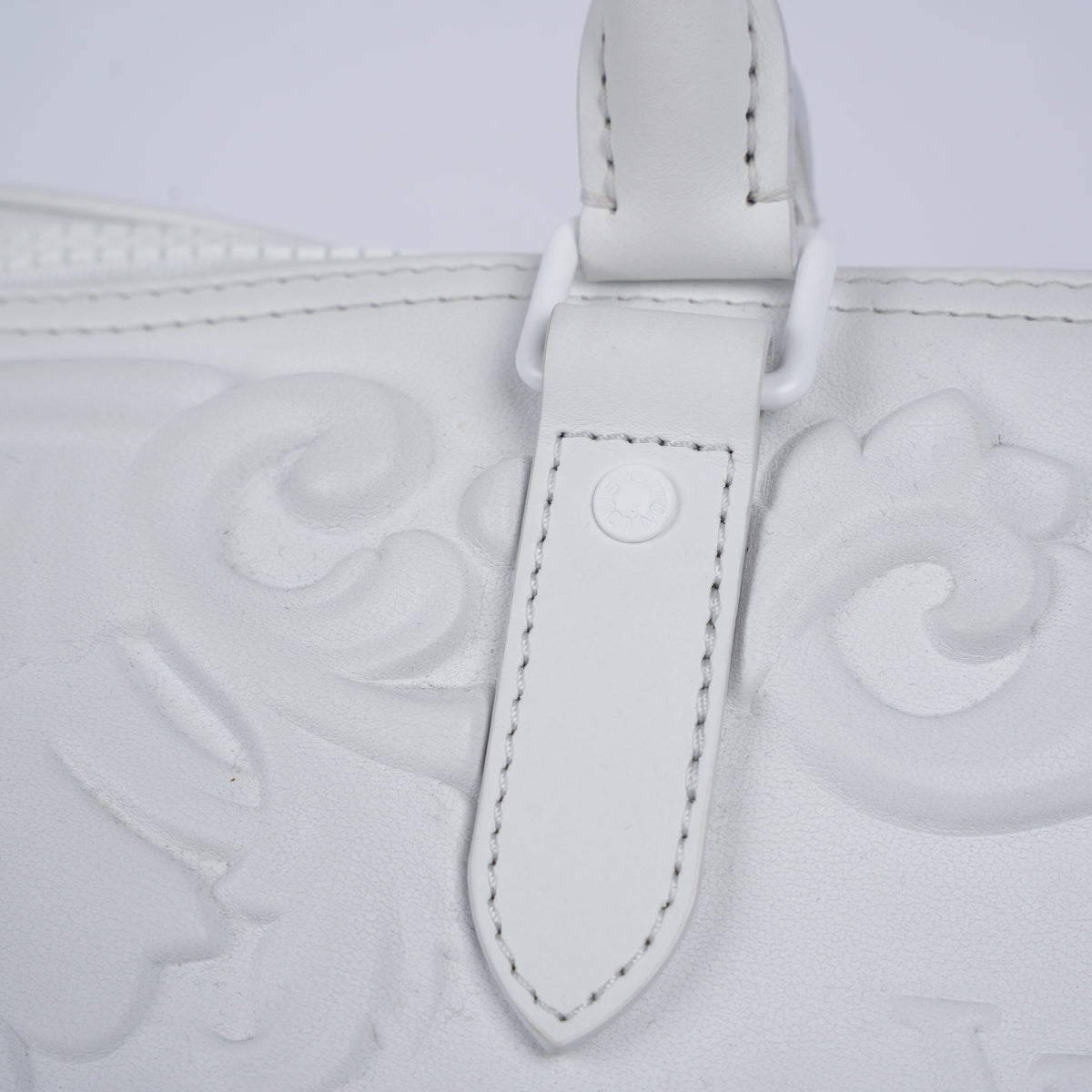 LOUIS VUITTON OPTIC WHITE EMBOSSED MONOGRAM KEEPALL 50 DUFFEL BAG