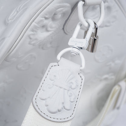 LOUIS VUITTON OPTIC WHITE EMBOSSED MONOGRAM KEEPALL 50 DUFFEL BAG