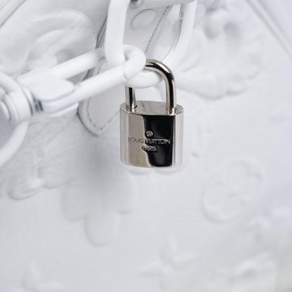 LOUIS VUITTON OPTIC WHITE EMBOSSED MONOGRAM KEEPALL 50 DUFFEL BAG