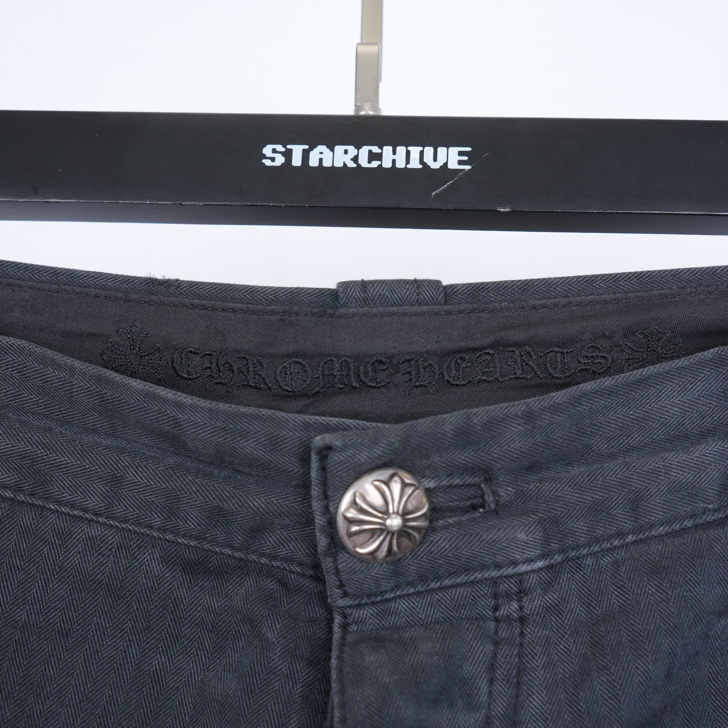 CHROME HEARTS HERRINGBONE ZEBRA PATCH PANTS