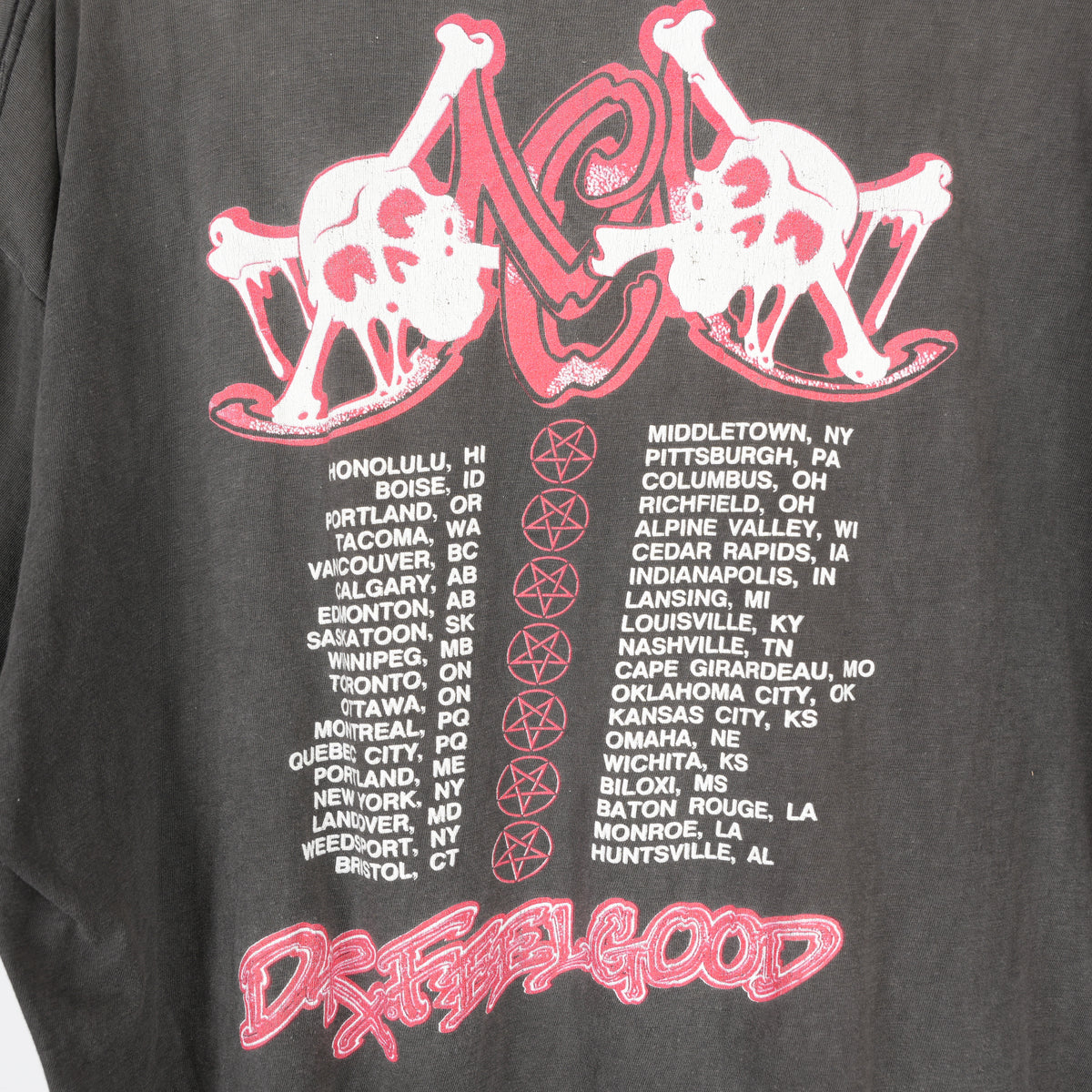 VINTAGE 1989 FADED MOTLEY CRUE DR.FEELGOOD CROPPED TEE
