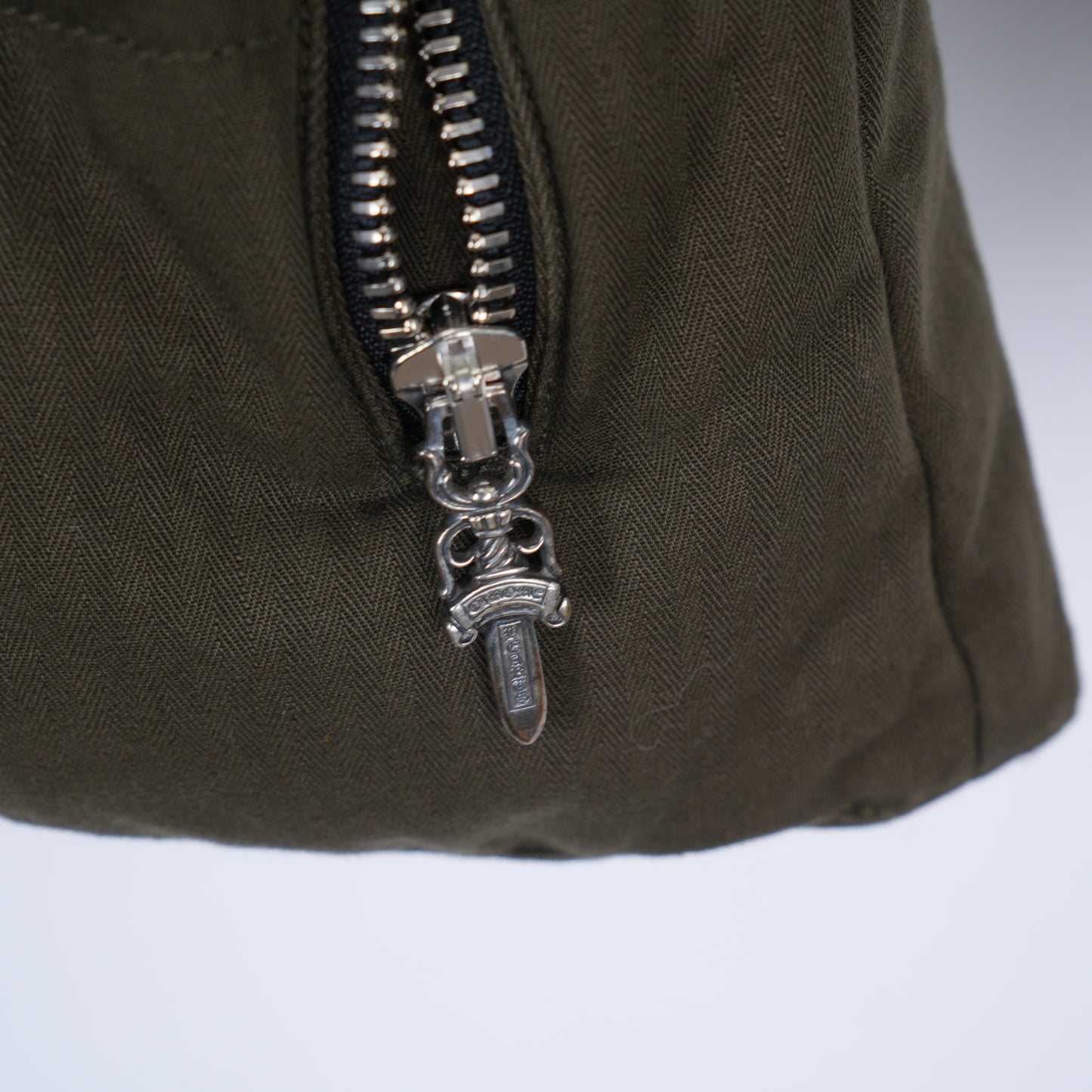CHROME HEARTS OLIVE HERRINGBONE GOOSE DOWN PUFFER