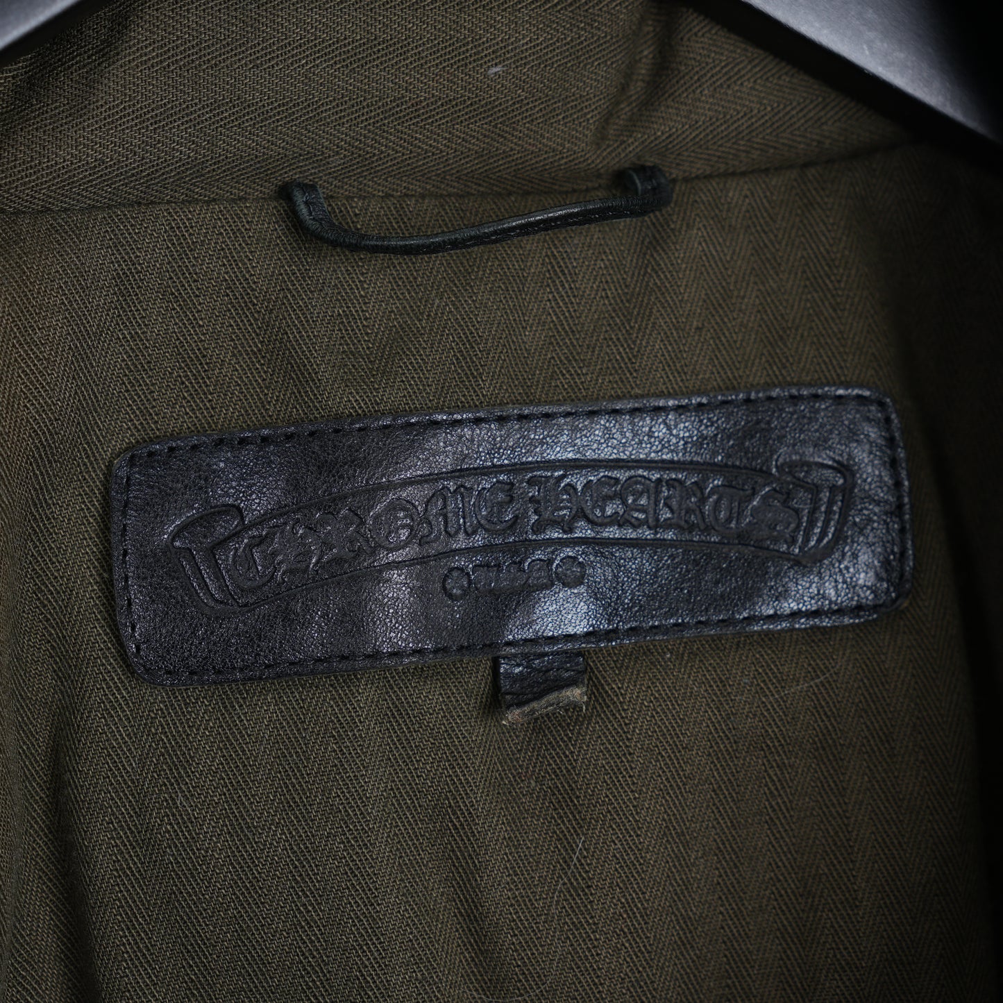 CHROME HEARTS OLIVE HERRINGBONE GOOSE DOWN PUFFER