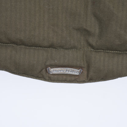 CHROME HEARTS OLIVE HERRINGBONE GOOSE DOWN PUFFER