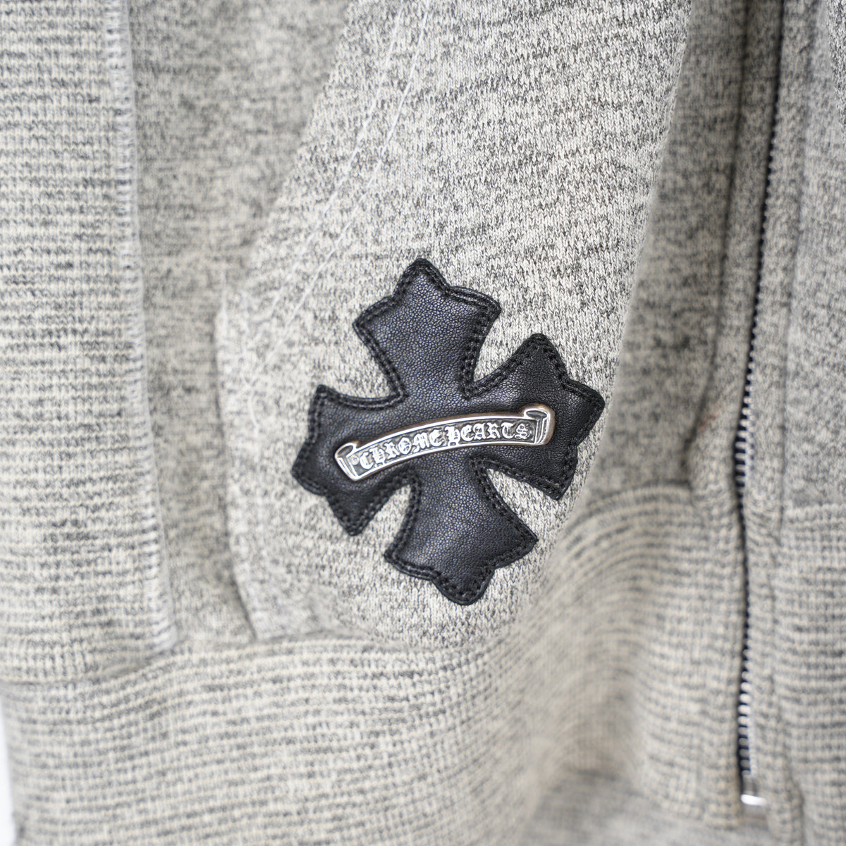 CHROME HEARTS LEATHER HORSESHOE PATCH DAGGER ZIP UP