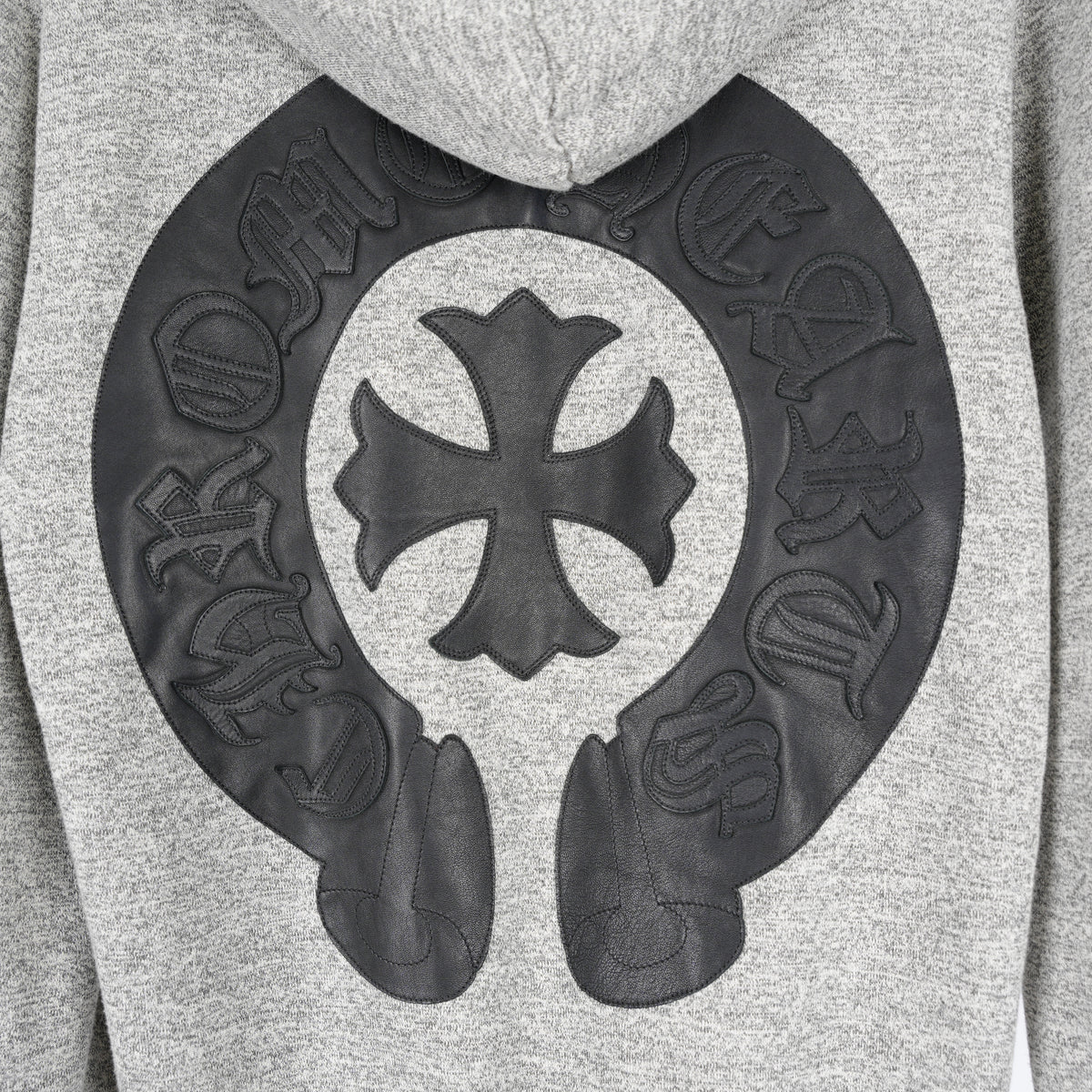 CHROME HEARTS LEATHER HORSESHOE PATCH DAGGER ZIP UP