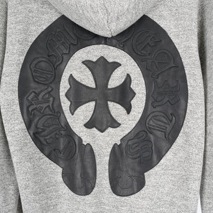 CHROME HEARTS LEATHER HORSESHOE PATCH DAGGER ZIP UP