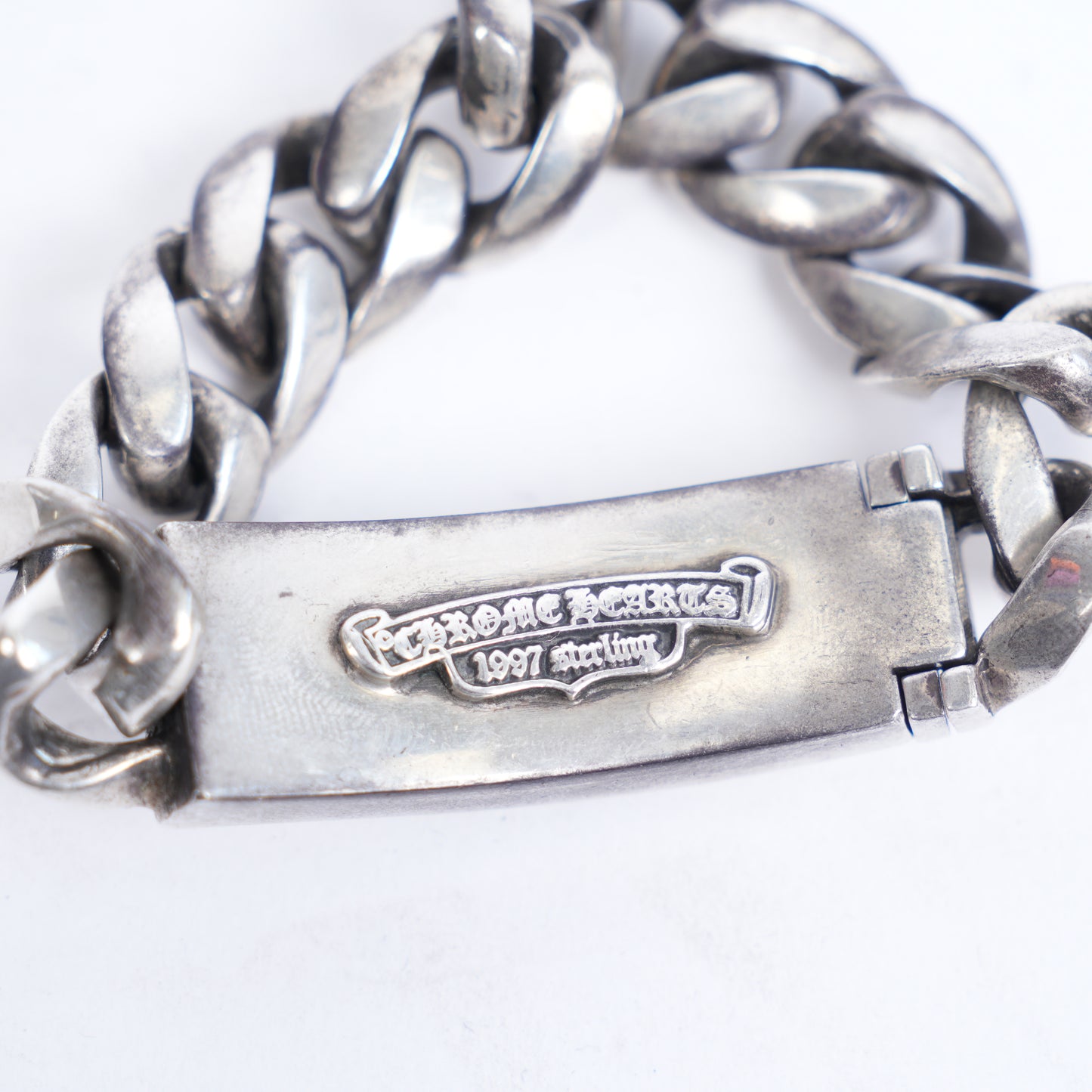 CHROME HEARTS FLORAL CROSS ID BRACELET WITH DIAMOND