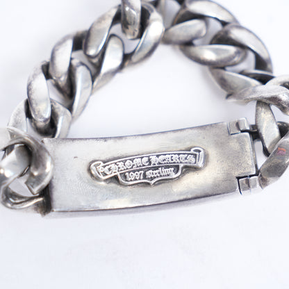 CHROME HEARTS FLORAL CROSS ID BRACELET WITH DIAMOND