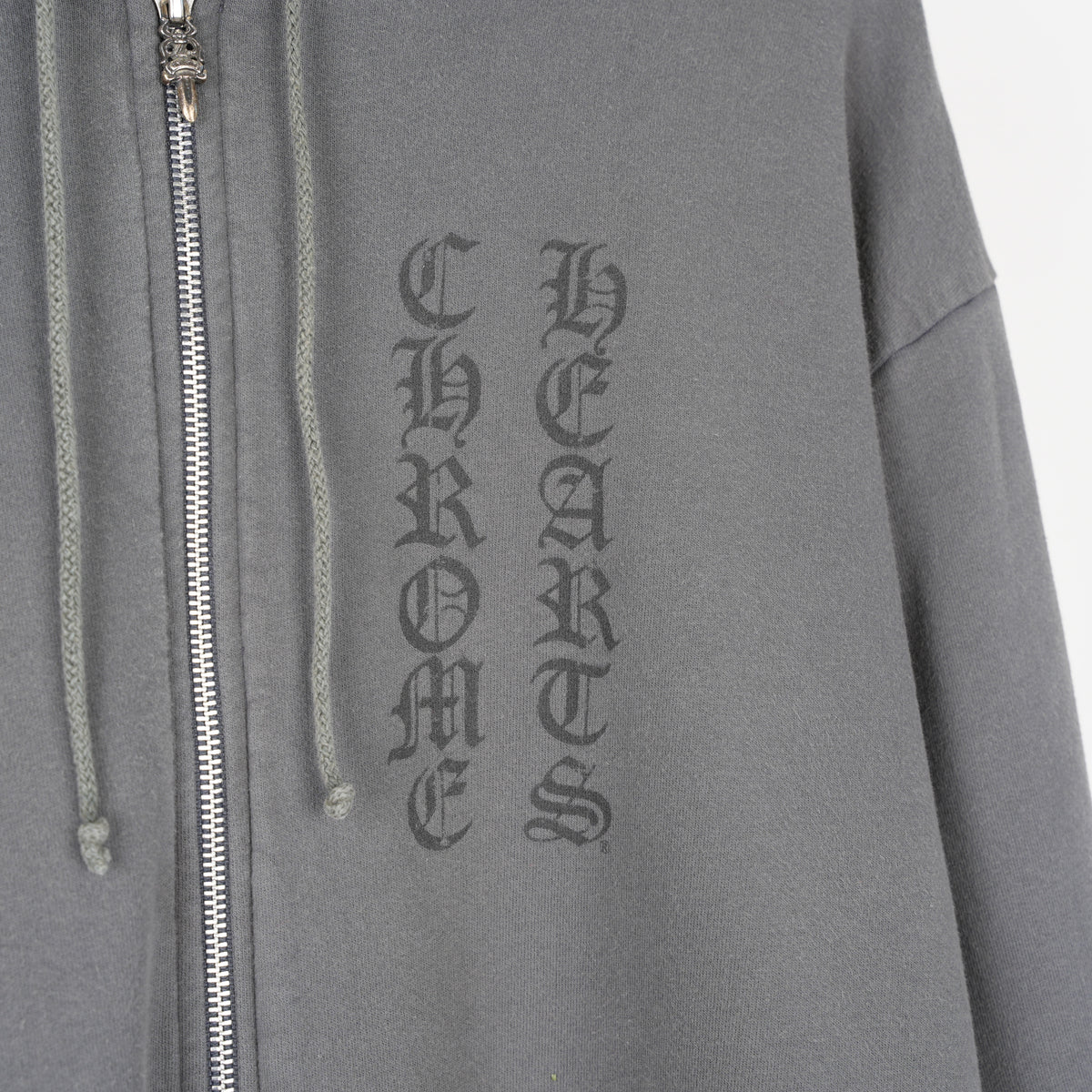 CHROME HEARTS VINTAGE FADED SCRIPT T BAR LOGO ZIP UP HOODIE