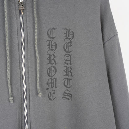 CHROME HEARTS VINTAGE FADED SCRIPT T BAR LOGO ZIP UP HOODIE