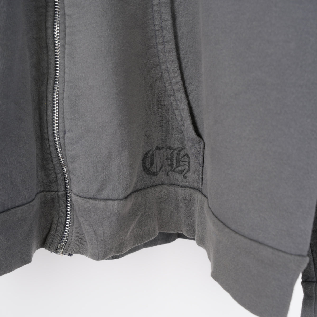 CHROME HEARTS VINTAGE FADED SCRIPT T BAR LOGO ZIP UP HOODIE