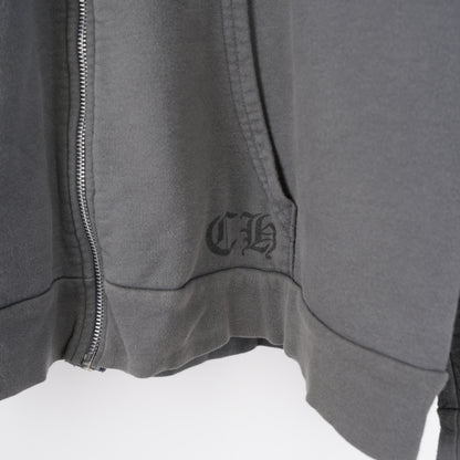 CHROME HEARTS VINTAGE FADED SCRIPT T BAR LOGO ZIP UP HOODIE