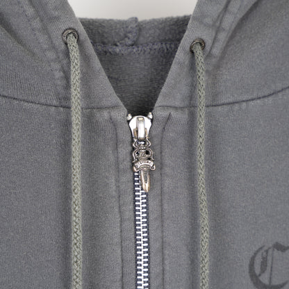 CHROME HEARTS VINTAGE FADED SCRIPT T BAR LOGO ZIP UP HOODIE