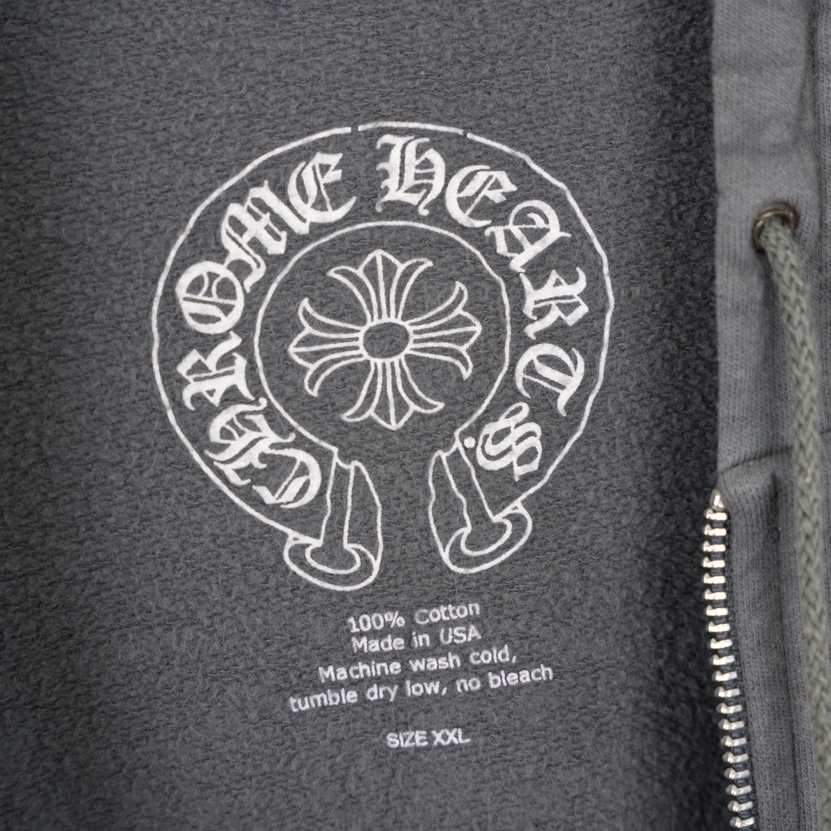 CHROME HEARTS VINTAGE FADED SCRIPT T BAR LOGO ZIP UP HOODIE