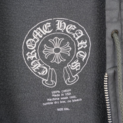 CHROME HEARTS VINTAGE FADED SCRIPT T BAR LOGO ZIP UP HOODIE