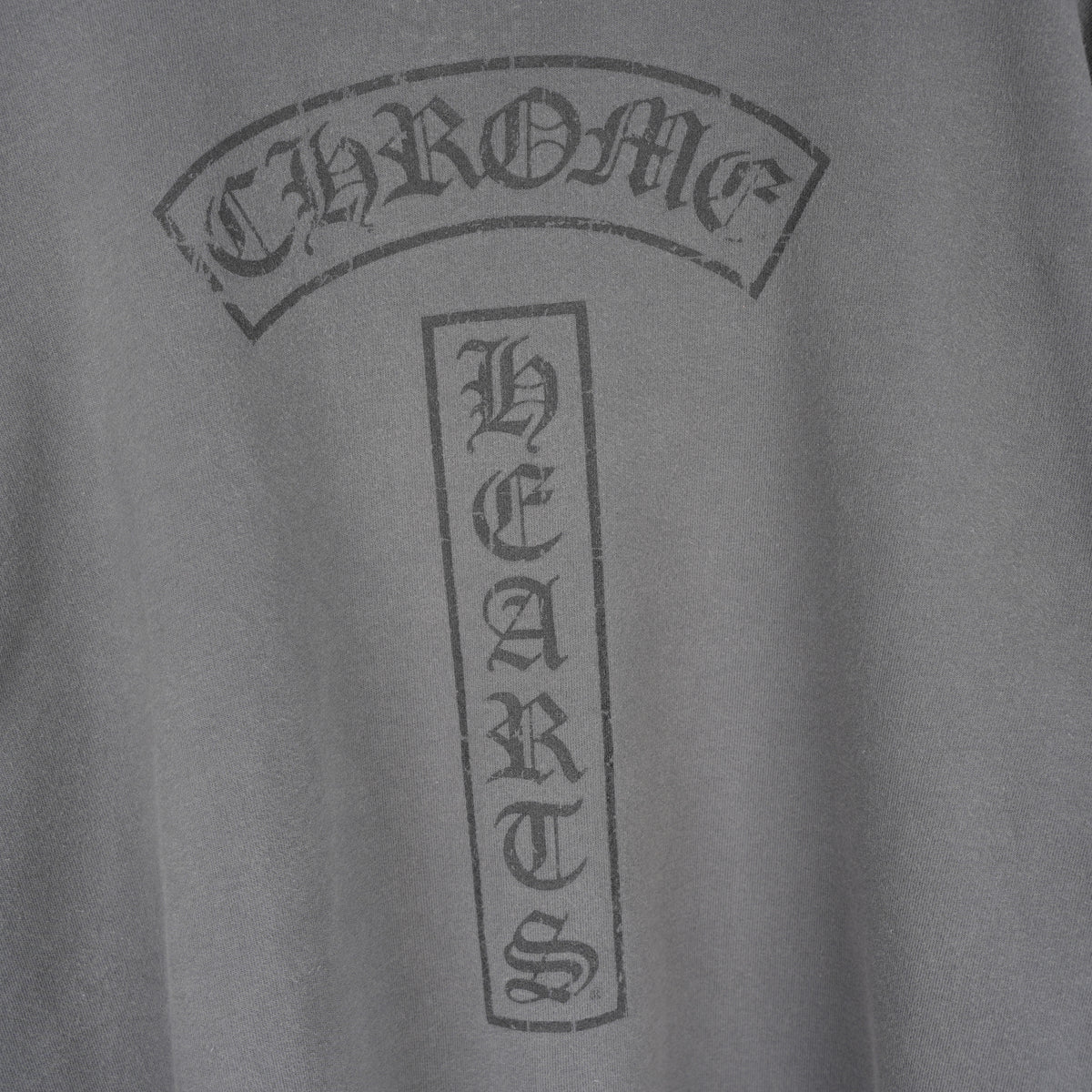 CHROME HEARTS VINTAGE FADED SCRIPT T BAR LOGO ZIP UP HOODIE