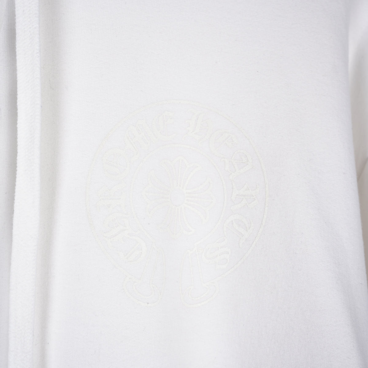 CHROME HEARTS WHITE ON WHITE HORSESHOE PRINT HOODIE