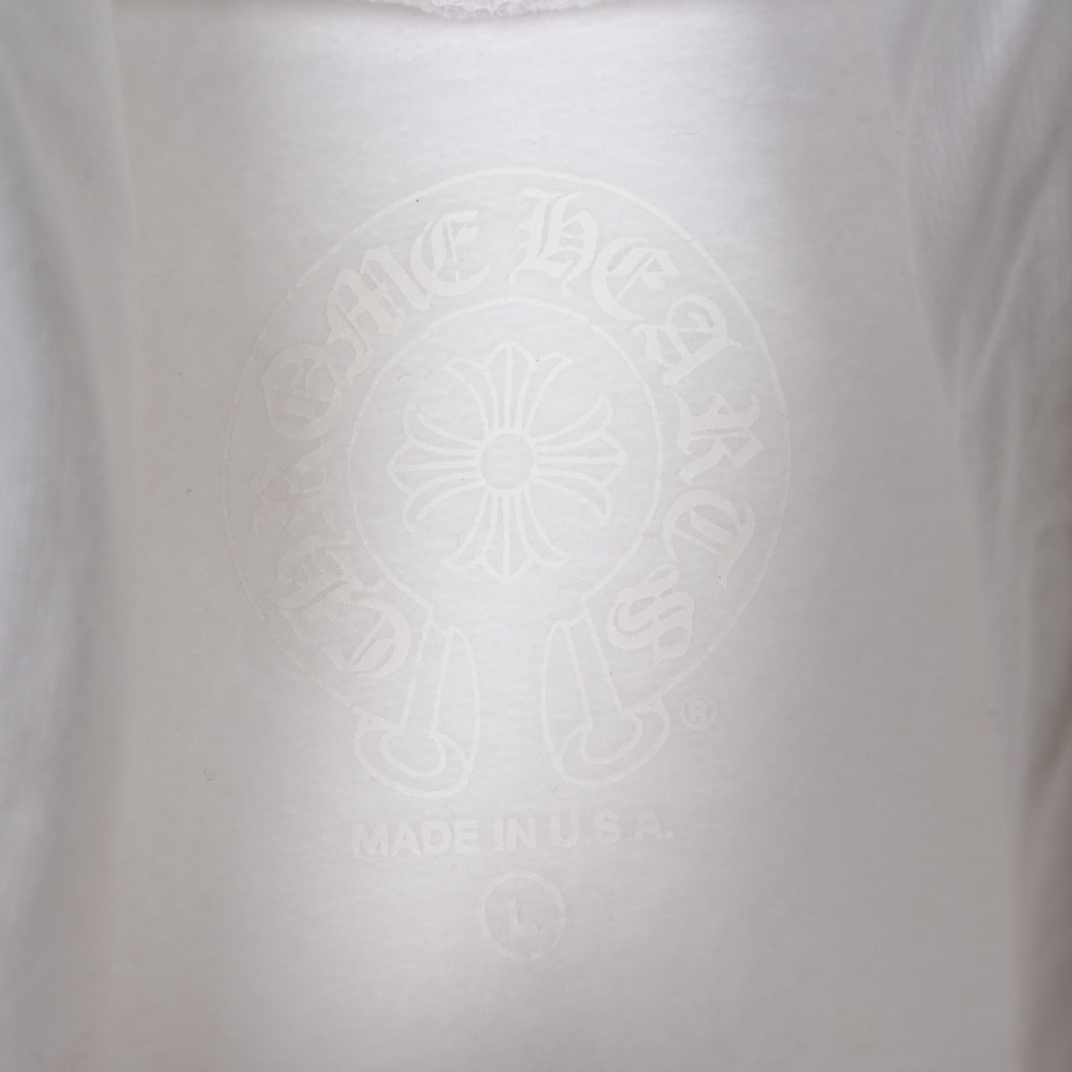 CHROME HEARTS WHITE ON WHITE HORSESHOE PRINT HOODIE