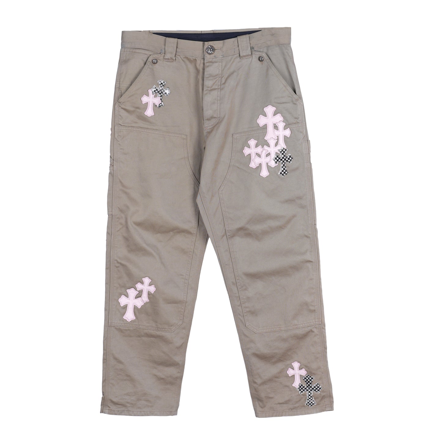 CHROME HEARTS TAN CROSS PATCH CARPENTER PANTS
