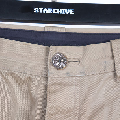 CHROME HEARTS TAN CROSS PATCH CARPENTER PANTS