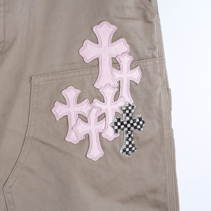 CHROME HEARTS TAN CROSS PATCH CARPENTER PANTS