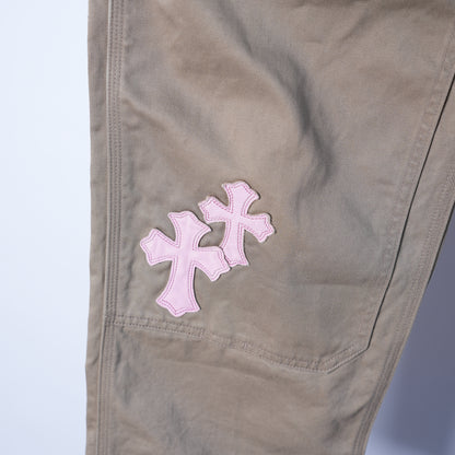 CHROME HEARTS TAN CROSS PATCH CARPENTER PANTS