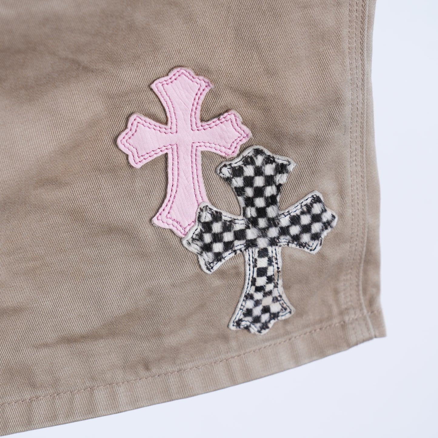 CHROME HEARTS TAN CROSS PATCH CARPENTER PANTS