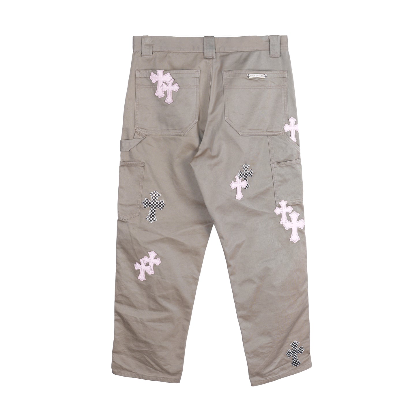 CHROME HEARTS TAN CROSS PATCH CARPENTER PANTS