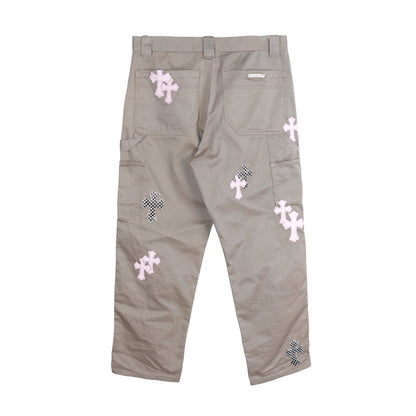 CHROME HEARTS TAN CROSS PATCH CARPENTER PANTS