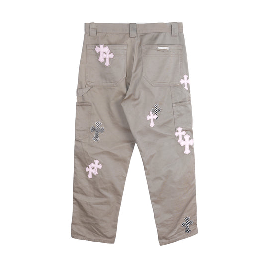 CHROME HEARTS TAN CROSS PATCH CARPENTER PANTS