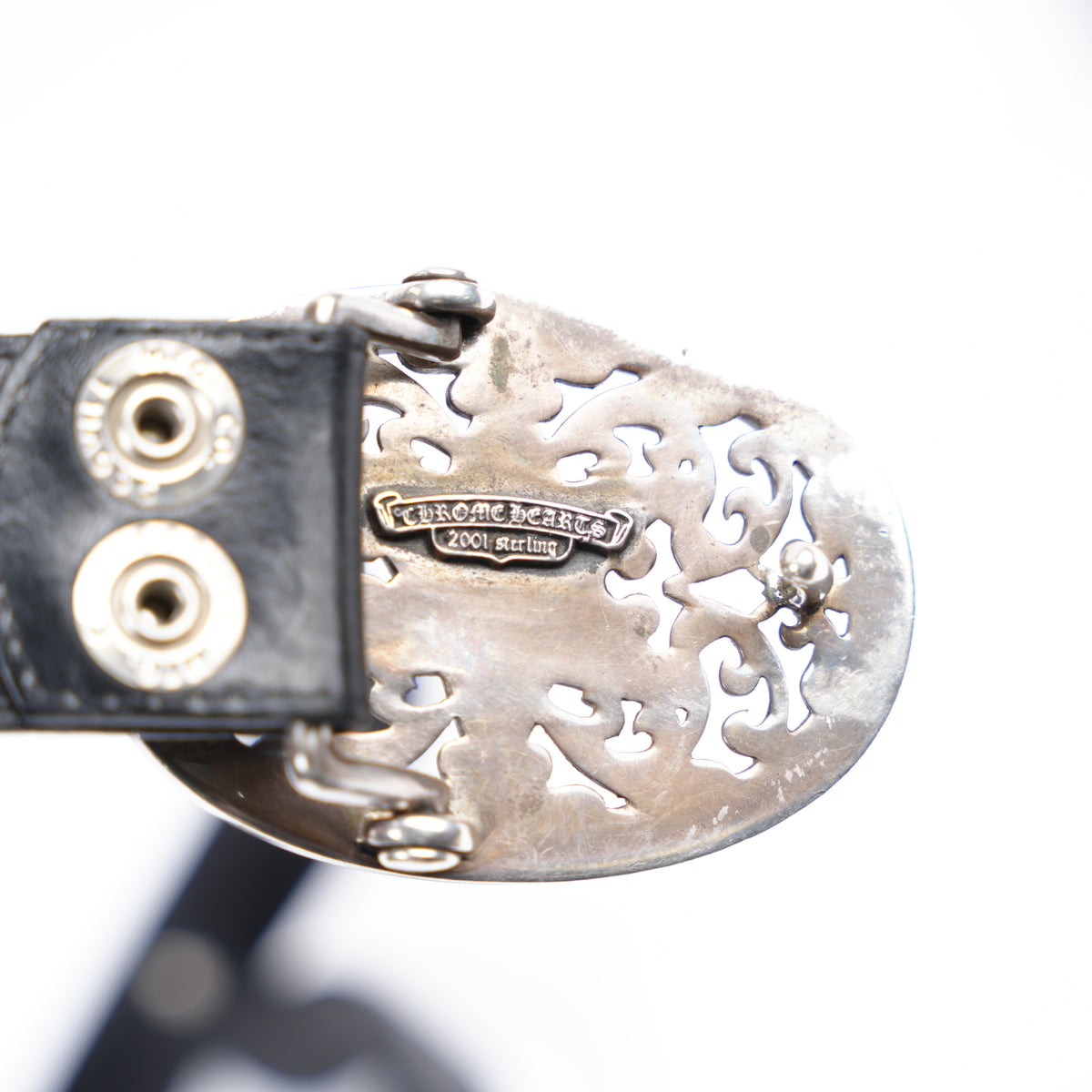 CHROME HEARTS STAR OVAL BUCKLE WITH STAR STUDDED BELT STRAP SZ 32
