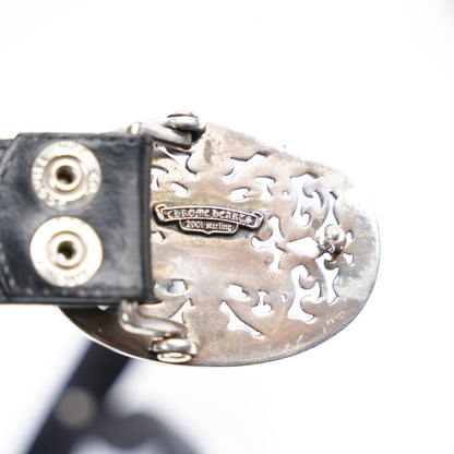 CHROME HEARTS STAR OVAL BUCKLE WITH STAR STUDDED BELT STRAP SZ 32