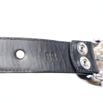 CHROME HEARTS STAR OVAL BUCKLE WITH STAR STUDDED BELT STRAP SZ 32