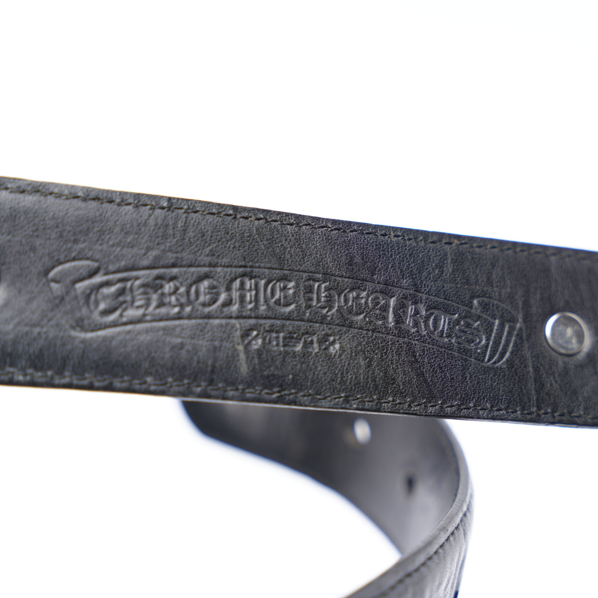 CHROME HEARTS STAR OVAL BUCKLE WITH STAR STUDDED BELT STRAP SZ 32