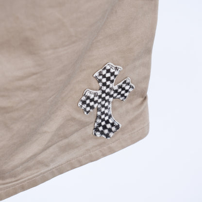 CHROME HEARTS TAN CROSS PATCH CARPENTER PANTS