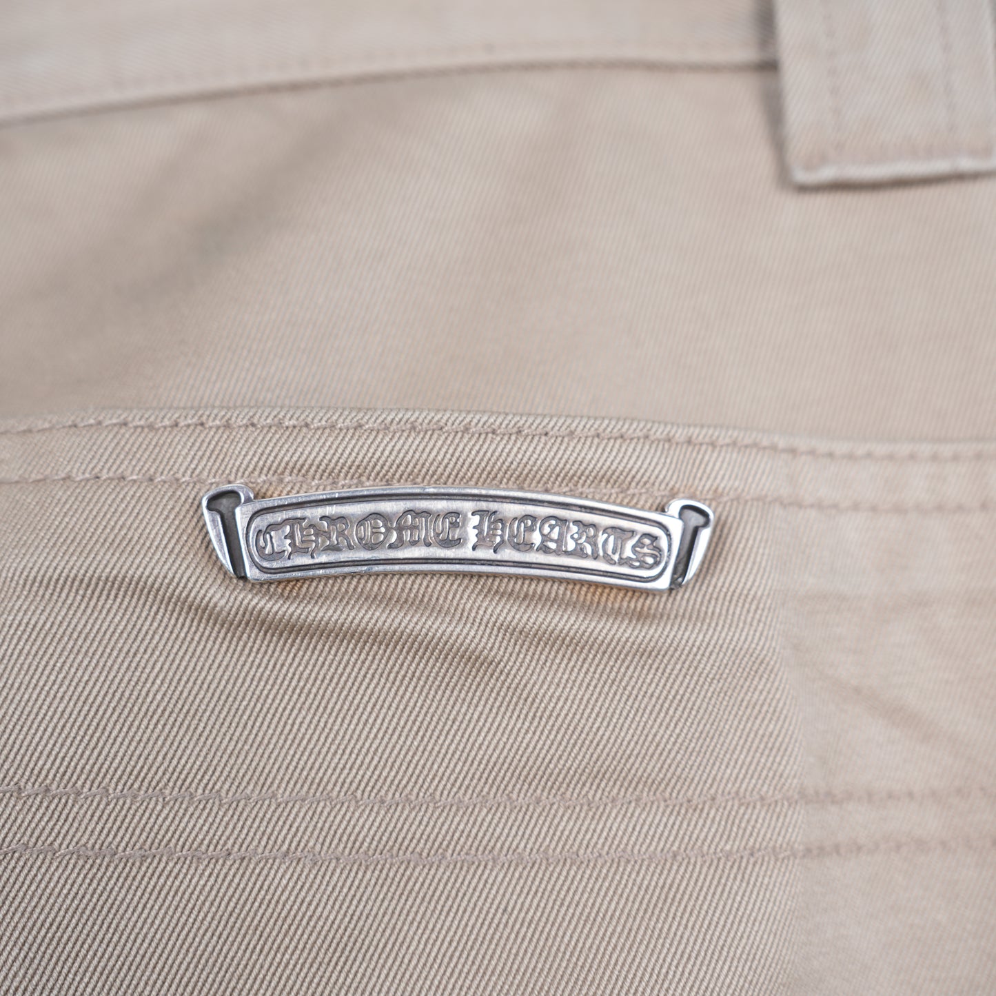 CHROME HEARTS TAN CROSS PATCH CARPENTER PANTS