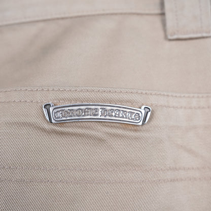 CHROME HEARTS TAN CROSS PATCH CARPENTER PANTS