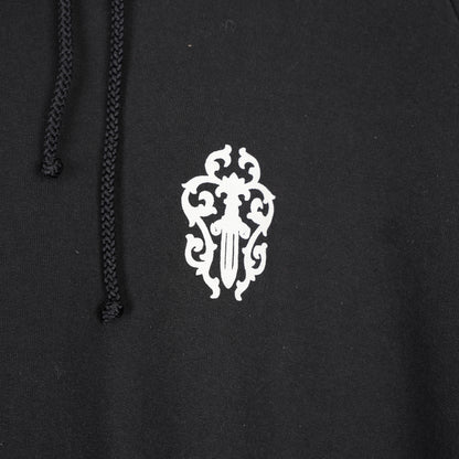 CHROME HEARTS VINTAGE LEATHER HORSESHOE PATCH FLORAL CROSS HOODIE