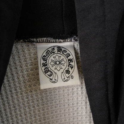 CHROME HEARTS VINTAGE LEATHER HORSESHOE PATCH FLORAL CROSS HOODIE