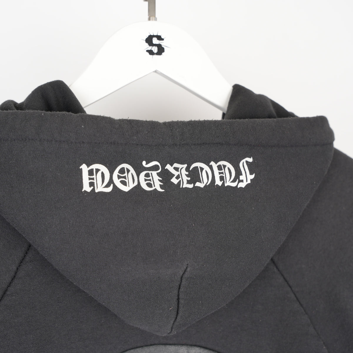 CHROME HEARTS VINTAGE LEATHER HORSESHOE PATCH FLORAL CROSS HOODIE