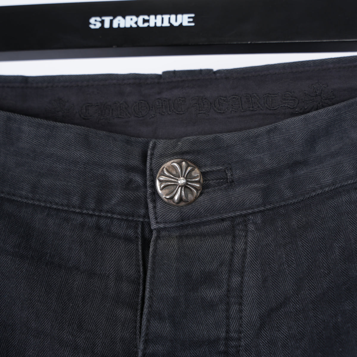 CHROME HEARTS 1 OF 1 CUSTOM ORDER HERRINGBONE PATCH PANTS
