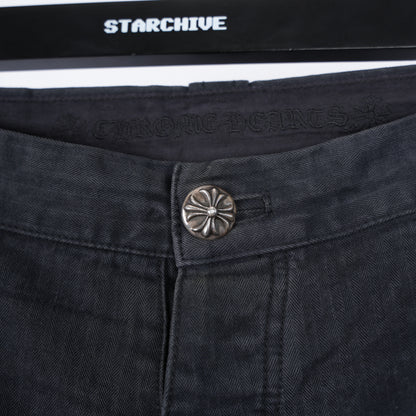 CHROME HEARTS 1 OF 1 CUSTOM ORDER HERRINGBONE PATCH PANTS