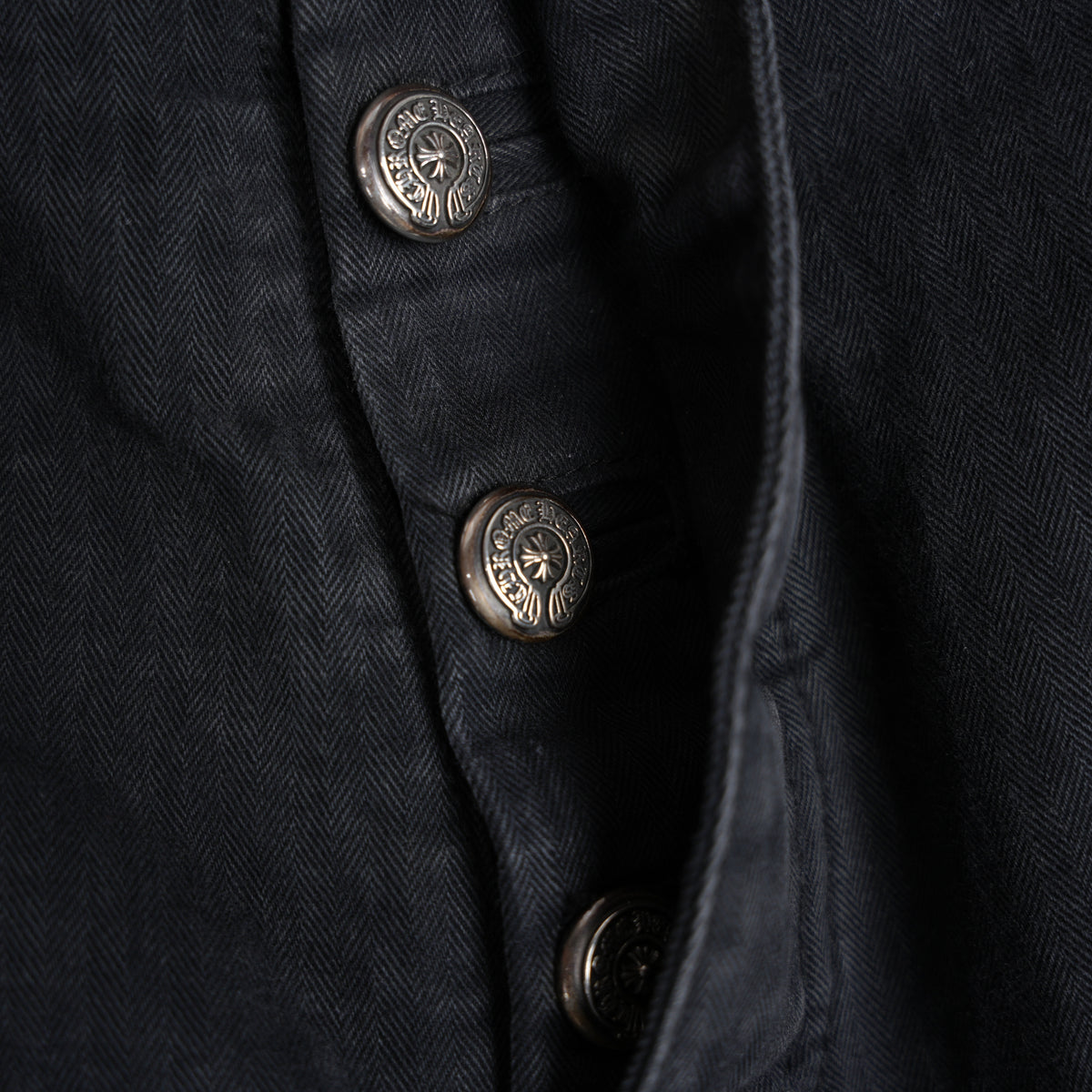 CHROME HEARTS 1 OF 1 CUSTOM ORDER HERRINGBONE PATCH PANTS